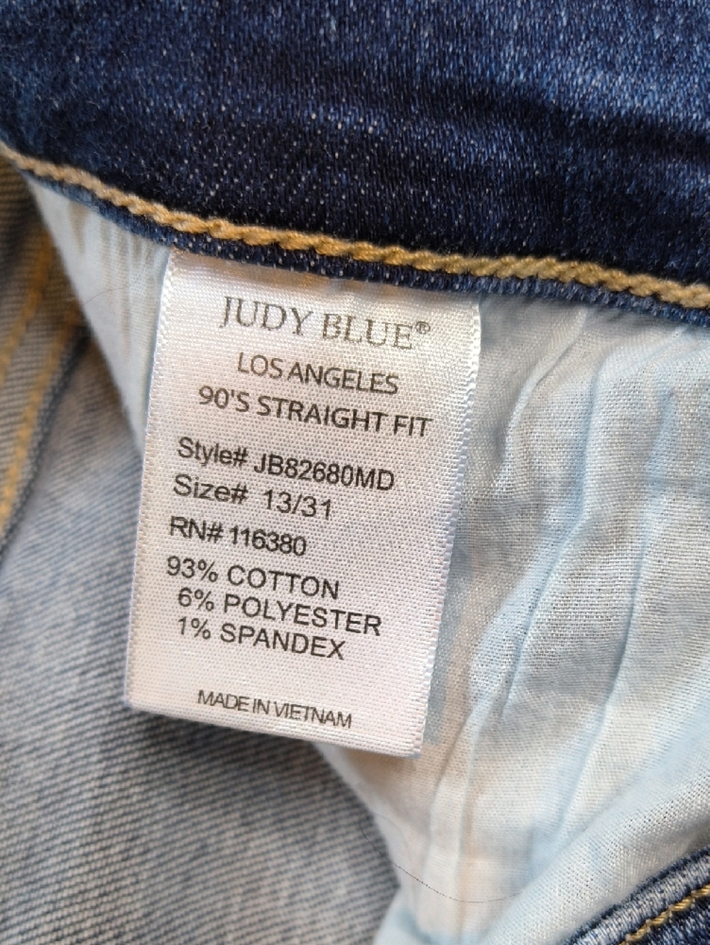 90s Straight Fit w/32" Inseam High Rise👖Judy Blue  Size 31 sac346 - Picture 7 of 9